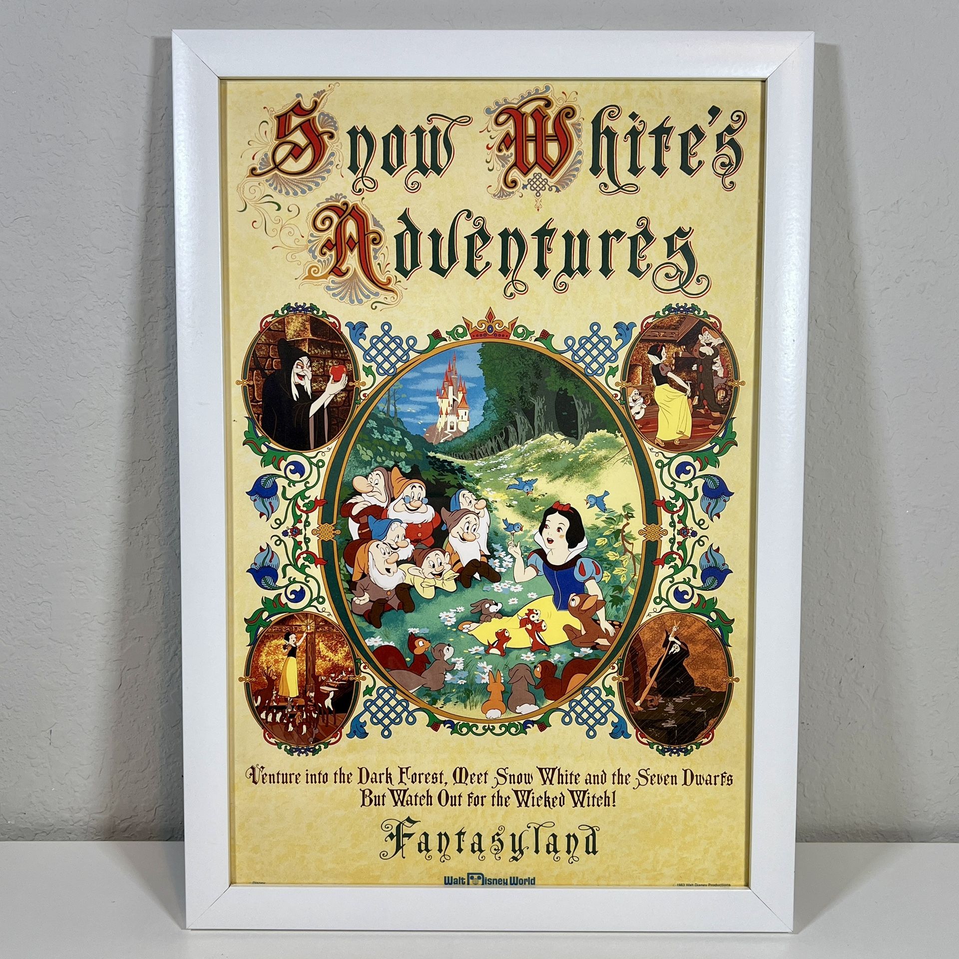 Disney Snow White’s Adventures Fantasyland Poster WDW Framed Art 19.5x13.5