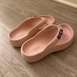 FILA Pink Slippers, Women, Size 8
