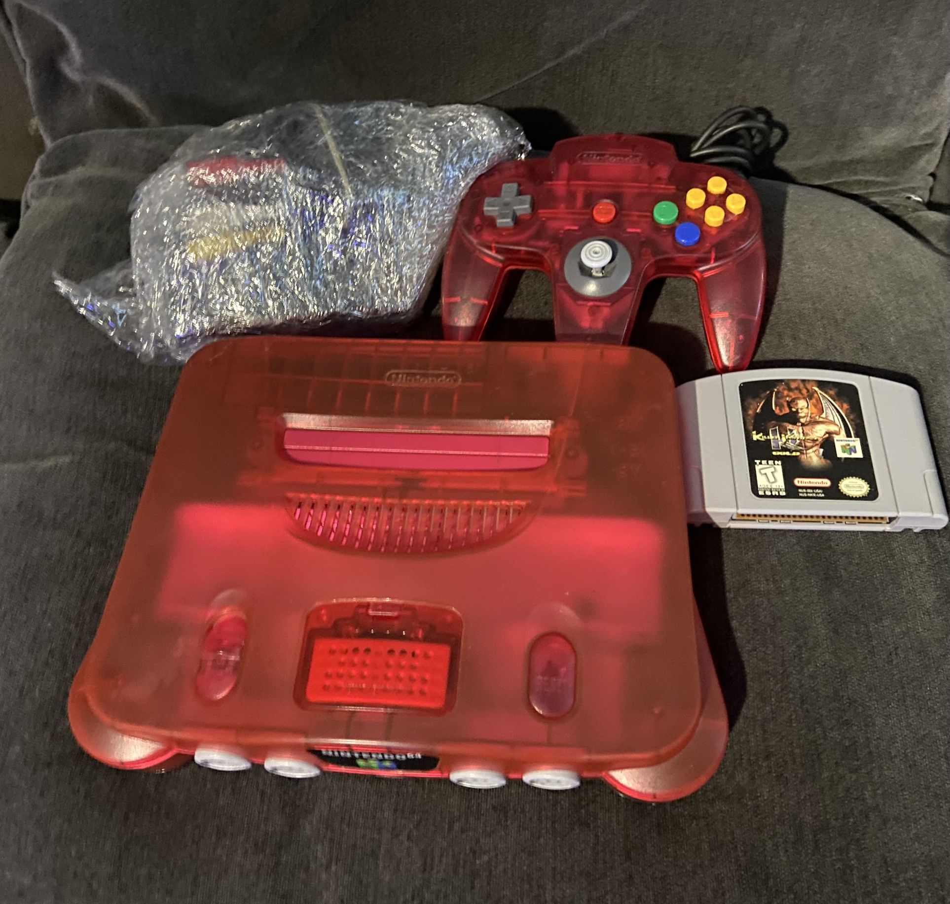 Nintendo 64 Watermelon Red Original With Expansion Pak Original Controller