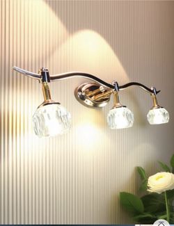 $58 Luxury 3-Light K9 Crystal Wall Light – 180° Adjustable Heads – Bulbs Included