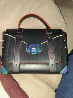 Michael Kors Black Satchel Handbag Rainbow Hardware