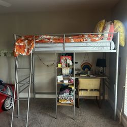 Metal Loft Bunk Bed with Desk
