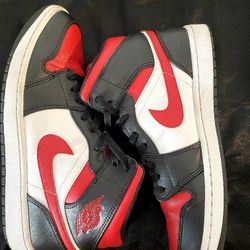 Red, Black, & White Jordans (1 Mid)
