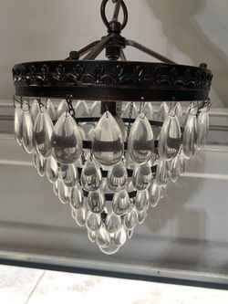 Crystal Drop Tiered Chandelier Bronze Finish
