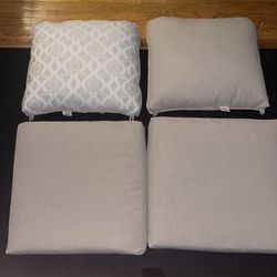 New 2 Sets HAMPTON BAY ALMOND DEEP SEAT Patio Seat Cushions with Cushionguard