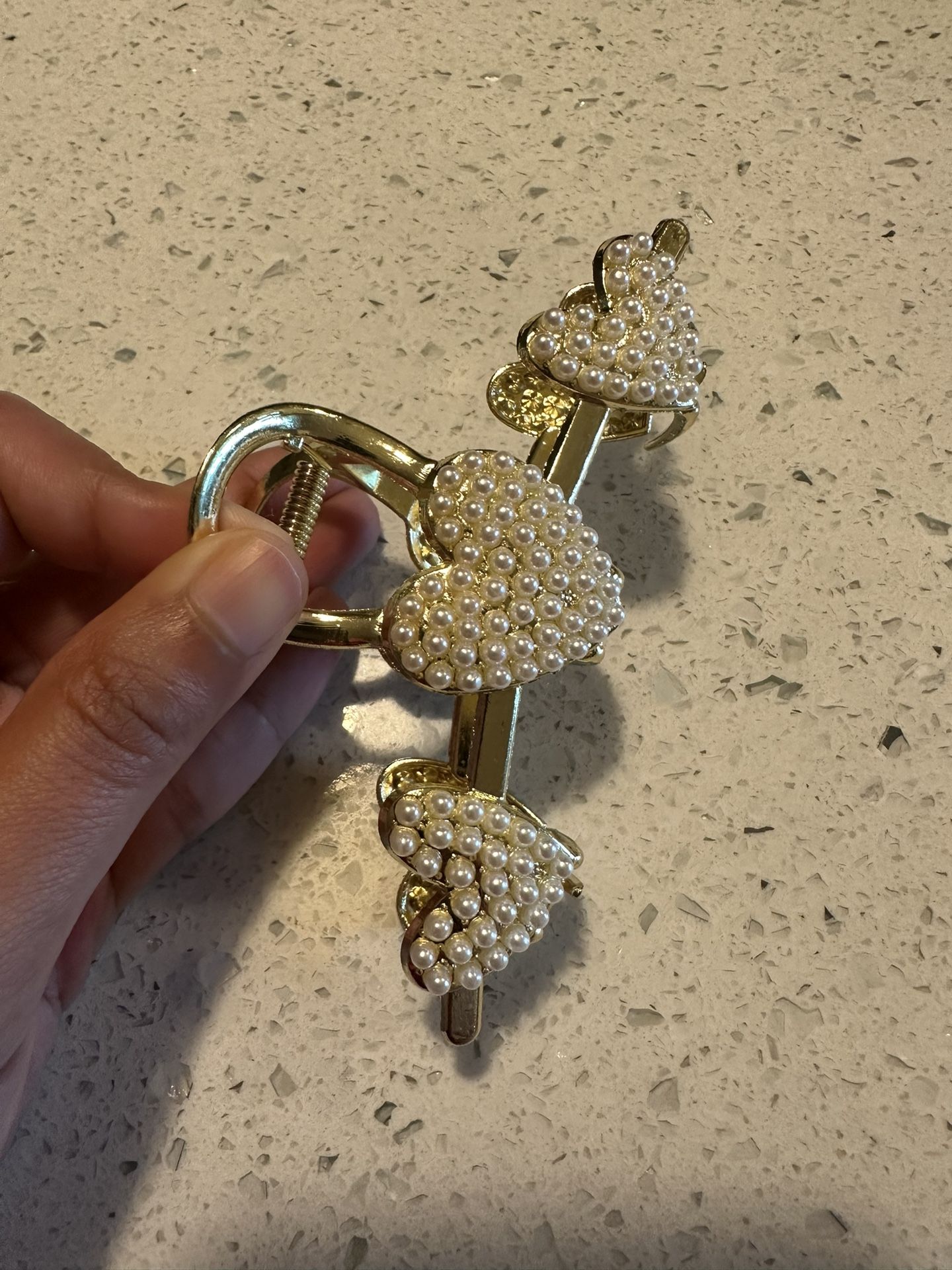 Gold Pearl Hair Clip