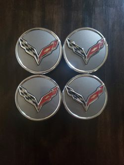 Corvette GM 1 Center Cap - Crossed-Flag Logo - Argent Background