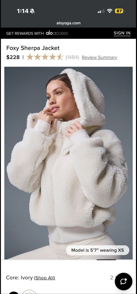 alo Foxy Sherpa Crop Jacket