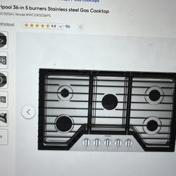 ***Brand new in Box Whirlpool 36” 5 Burner Range