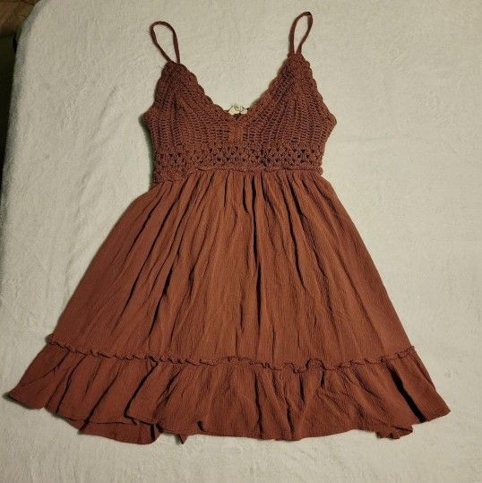 Brown Crochet Dress - Size M