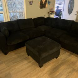 New Corduroy Sectional.  Black, Grey. 90”x90”.  Free Delivery!