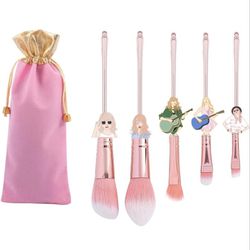 5PCS Makeup Brushes Set Cosmetic Kawaii Gifts for Women Eye Shadow Eyeliner Blending Pencil Lip Foundation Brushes with Excellent Gift Bag