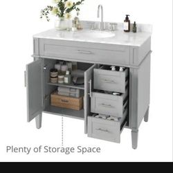 36" Bathroom Vanity With Carrara Marble Top