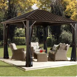 10x10 Brand New Outdoor Gazebo Canopy Hard Top 