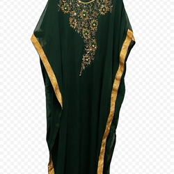 Kaftán verde elegante con detalles dorados