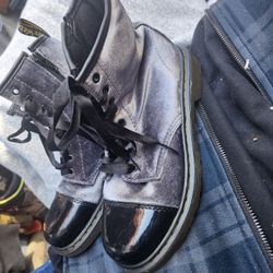 Dr Marten Gray Velvet Pooch boot