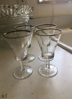 Vintage martini glasses with silver trim
