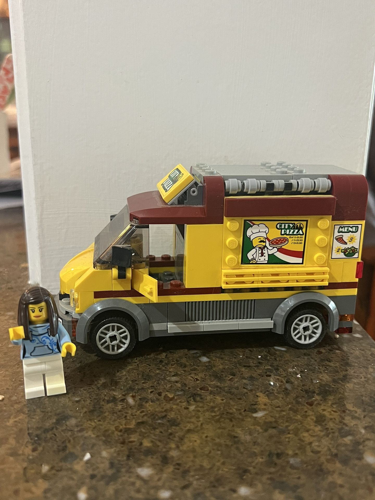 Lego Pizza van and minifigure
