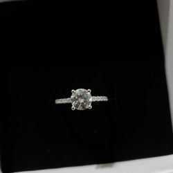 1CT Moissanite Diamond Sterling Silver Solitaire Ring Size 5