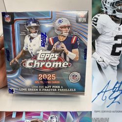 2025 TOPPS CHROME MEGA BOX NFL FOOTBALL 42 Cards Brand New Sealed In Hand