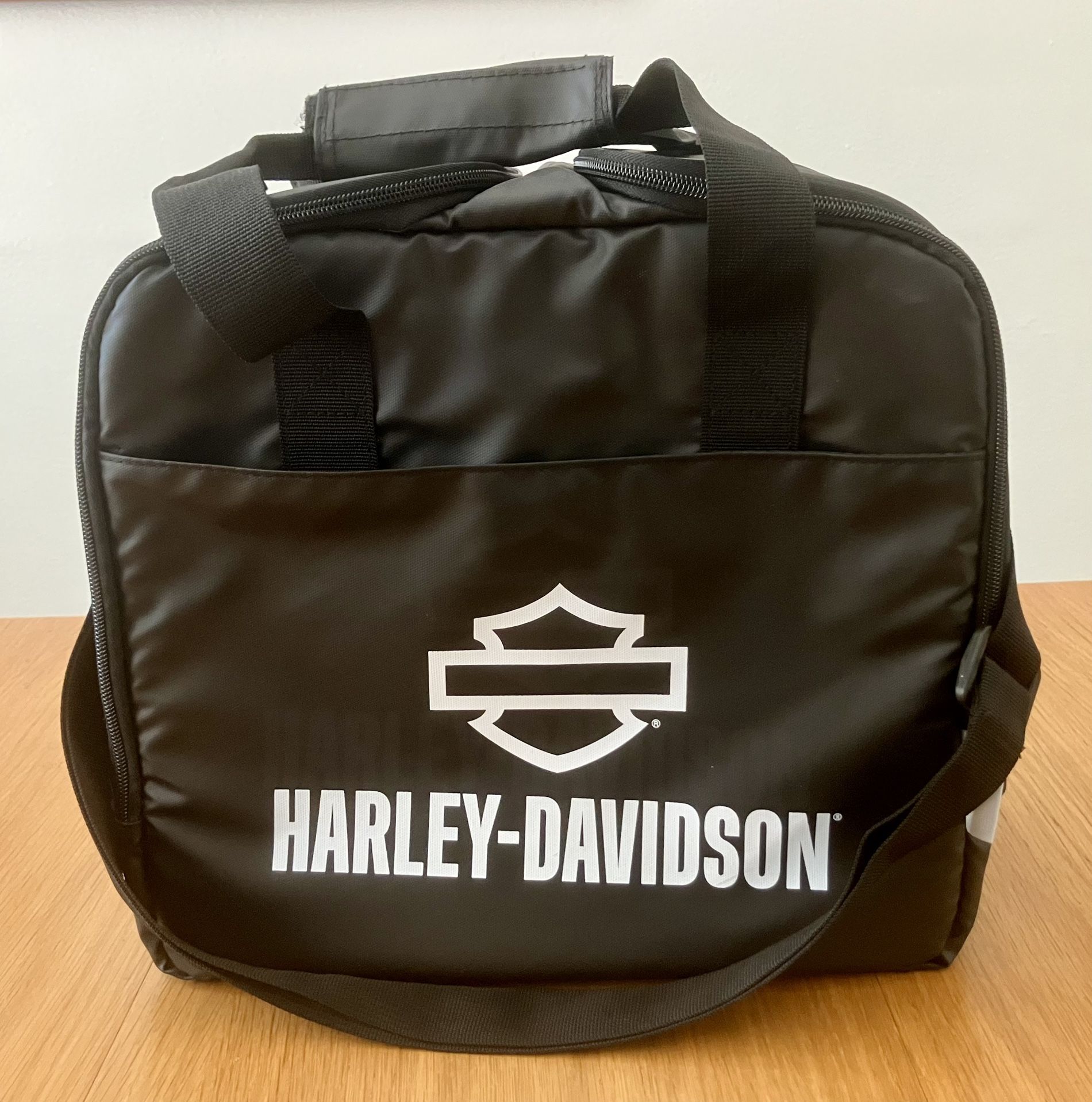 New/Unused Harley Davidson Insulated Dual Sided Cooler w/ Outer Velcro Pocket & Shoulder Strap