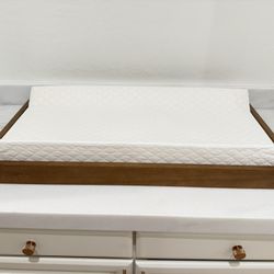 Crate & Barrel Natural Brown Wood Baby Changing Table Topper
