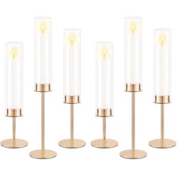 Gold Candle Holders Set of 6 for Glass Taper Candle Holders
