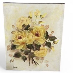 Vintage Signed Floral Painting on Canvas 18” x 14”
