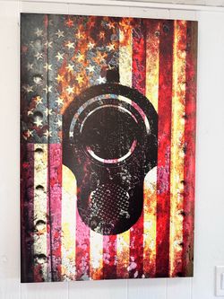 Rust, Stars, and Steel: Gritty Patriotic Canvas Art 27.5” x 35”