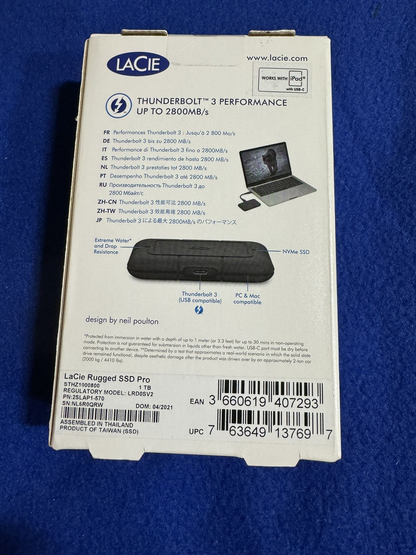 LaCie Rugged SSD Pro 1TB Portable External Storage Drive