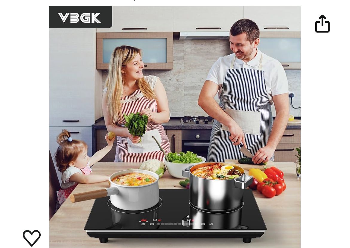 VBGK Double Induction Cooktop, 4000W Portable Induction Cooktop With Induction Burner