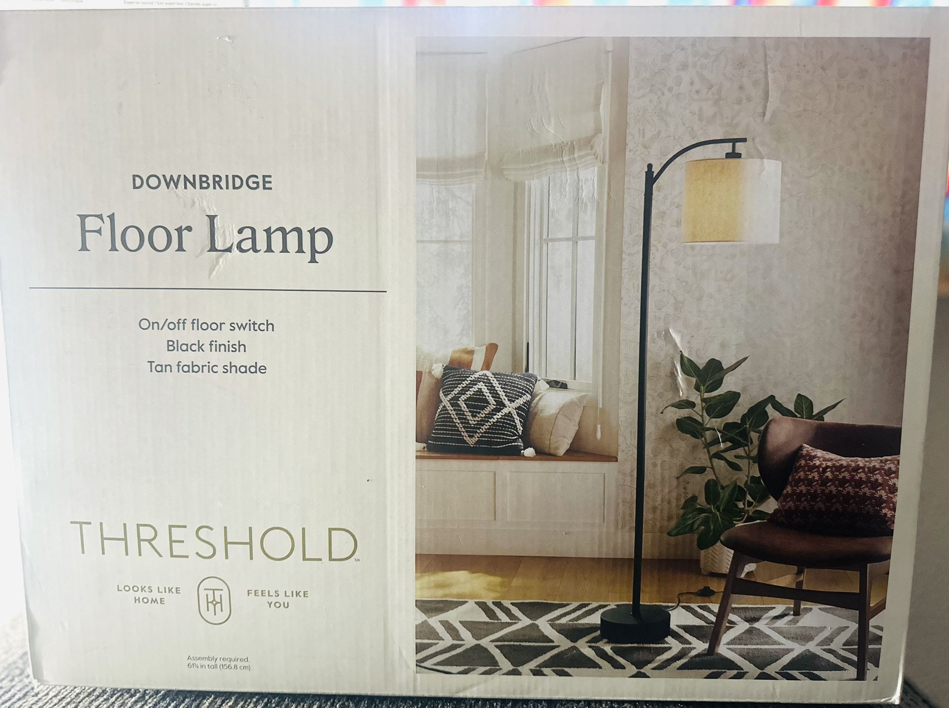 Downbridge Floor Lamp with Shade Black/Tan - Threshold