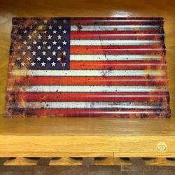Corrugated Metal American Flag Decor