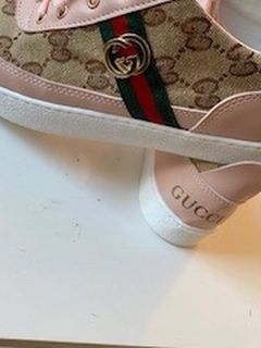 Tan Brown And Pink Gucci Sneakers