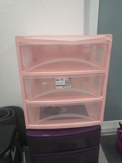 3 drawer pink/clear container