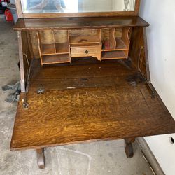 Vintage Oak Ladies Secretary Desk