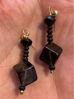 14k yellow gold Smokey quartz (damaged)
