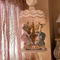 46”Tall Italian Porcelain Lamp Rococo Revival Vtg. 1990’s Musical 