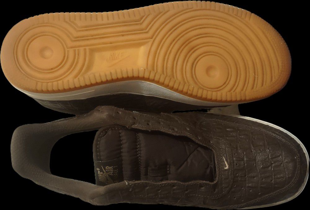 NIKE Air Force 1 ‘07 LV8 Mens Shoes Sz 11.5Brown Croc 718152-200 Low Top Sneakers

