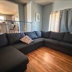 Free Delivery! Blue Sectional Couch Sofa Chaise Foot Rest Ottoman Bob's Furniture