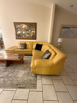 Leather Sectional + Coffee Table Set