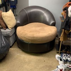 Rotating Leather Love Seat