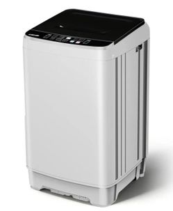 17.7 lbs Full Automatic Washing Machine with LED Display, Washer with Drain Pump, 10 Programs & 8 Water Levels, Ideal for Camping, Apartment, Dorm, Wh