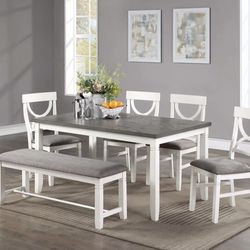 6-Pc Dining Set Table + 4 Chairs + Bench available  in 2 colors new in box free local delivery