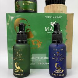 Men’s Grooming Kit. Day & Night Tonic, Beard Oil, Balm, Brush