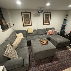 Large Gray Sectional Couch w/ Ottoman — Move Out Sale!