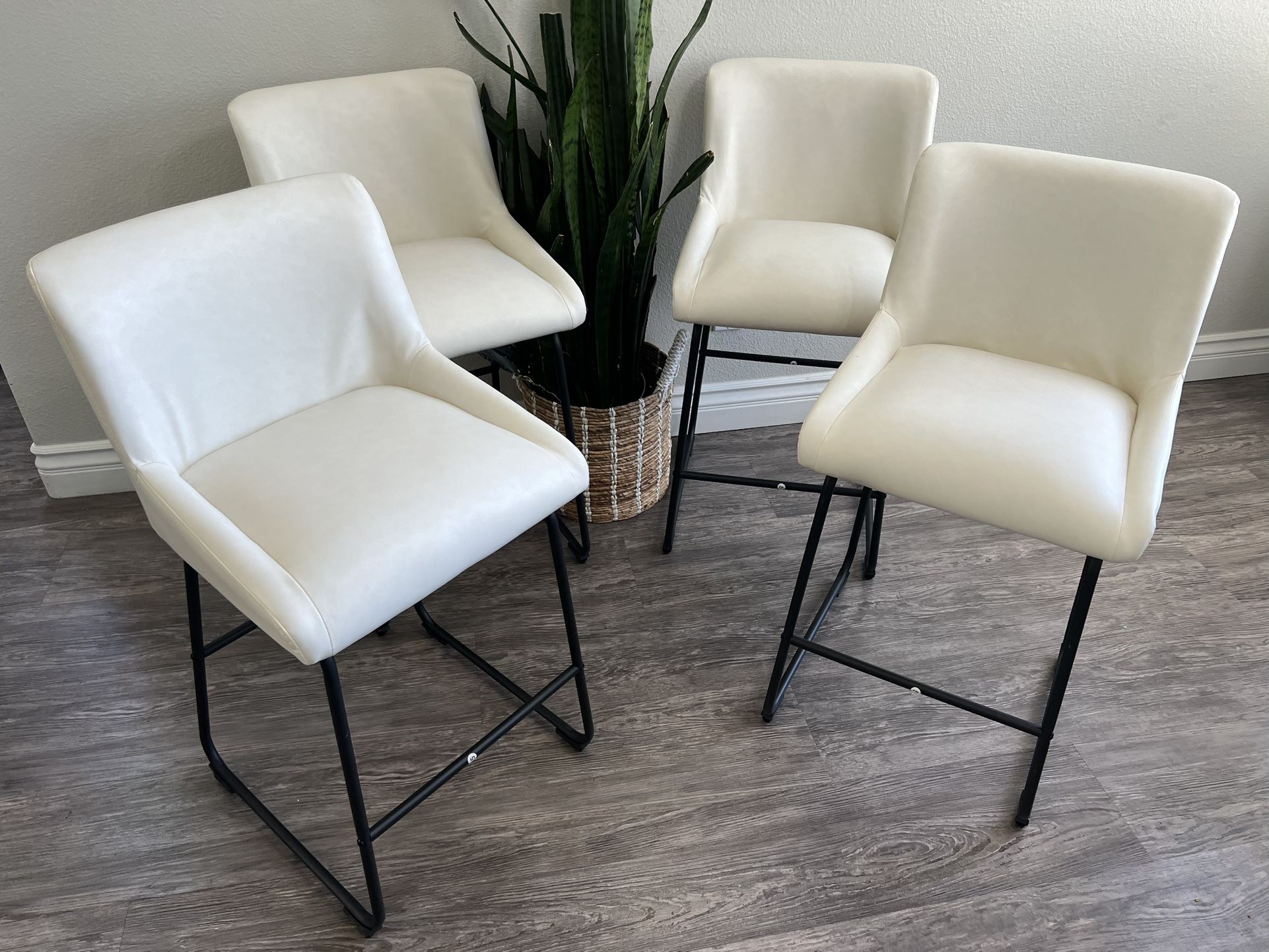 LUE BONA 26 Inch Counter Height Bar Stools Set of 4, Faux Leather Upholstered Barstools, Bar Stools with Back, Comfortable Bar Chairs, Modern Counter 