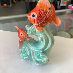 5Fish Statues Decoration Trinket Box Fishes Fish Jewelry Box Pewter Enamel Decor Ocean Animal Jewelry Ring Holder