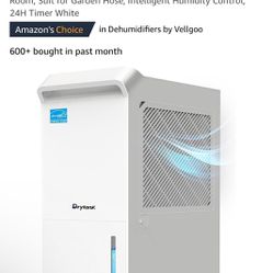 Vellgoo 3,200 Sq.Ft Energy Star Dehumidifier for Basement with Drain Hose, 52 Pint DryTank Series Dehumidifiers for Home Large Room, Intelligent Humid