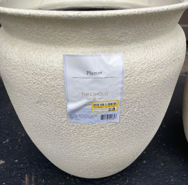 Plastic Outdoor Planter Pot Cream - Threshold™ designed with Studio McGee